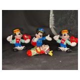 Collection of (4) DISNEY ENESCO Mickey Mouse collectibles/figurines - 3 Valentines Day and (1) 1995 stocking ornament