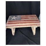 Vintage handcrafted stool with Patriotic design - 16-1/4 x 9-1/2 x 8-1/2 tall