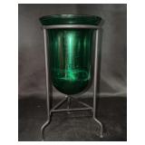 Decorative Urn with wrought iron stand and green glass insert - 10-1/4” tall - in original box