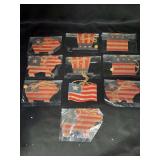 Grouping of (10) lightweight wood Americana ornaments - these would make great July 4th decor - pigs, hats, flag, house