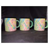 Set of (3) colorful, fun & festive Dept. 56 Flamingo mugs