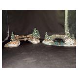 (2) Dept. 56 Village bridge accessories - Mill Creek Wooden Bridge and Mill Creek Bridge - both in original boxes