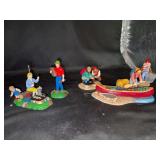 Grouping of (2) Dept. 56 The Original Snow Village porcelain figurines - 2-piece Weekend Getaway and 3-piece Family Canoe Trip - all in original boxes