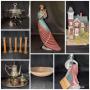 Wood Thread Spools, Primitive Dough Bowls, Dept. 56 Porcelain, Harley Collectibles, LilliPut Porcelain Collectibles and More