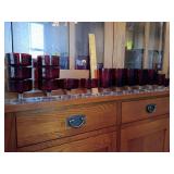 Luminarc Cavalier Ruby Red stemware, 8 sherbet, 5 wine, 2 cordial.
