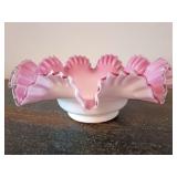 Fenton Peach Crest cased milk glass bowl.
