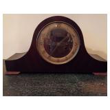Antique or vintage Forestville tambour-style wooden mantel clock. 8.75"T x 16.5"L x 4.5"D. Currently not running, do not know exactly how to wind.