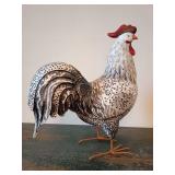Mogihome Decoration Rooster, country farmhouse,contrasting black and white patterned body, a bright red comb and wattle, and minimalist metal wire feet. 17" T x 14" L x 6.5" W.