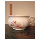 Ceramic chamber pot, delicate floral pattern.