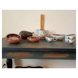 Stangl Pottery "Golden Harvest" assorted pieces, and an Avon guacamole, avocado shape, ceramic bowl.