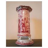 Burton & Burton Red Toile Footed Ceramic Vase.