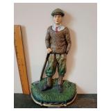 Cast iron Golfer doorstop  14"T x 8.5"W x 3"D at base.