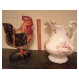 Indonesian folk art rooster statue and a Cronin