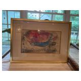 17“ x 22“ gold framed color 1957  lithograph. Mark Chagall from Chagall by j. Lassaigne 1957 lithograph.
