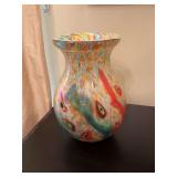 7” x 9 1/2”  Millefiori Murano Italian glass vase
