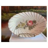 Antique Oscar Shaller & Co Bavaria 1900’s hand painted floral Rose oval serving bowl 12 1/2” x 8 1/2”