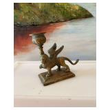 4 1/2 inch bronze winged Lion of Saint Mark candle holder