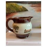 Vintage Bourne Dendy Derby Fox Hunt seen Brown raised relief picture. England.. 4 inches.