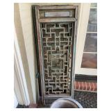 Two Asian themed wooden panels 20” x 59 1/2” x 2 1/4” thick