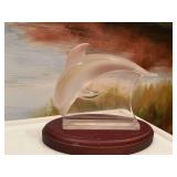 Lalique Crystal Dolphin figurine. Made in France 5“ x 4“. Minor damage to neck and tail as shown.