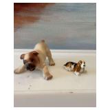2 Vintage miniature porcelain dog figurines