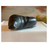 Vintage  Ben Elgok Inuit art soapstone seal/walrus 6 inches long numbered