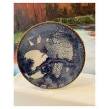 Antique Japanese blue Artari cockatoo plate 8 1/4 inches