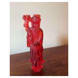 Antique Chinese cherry red amber color  Confucius 10 inch figurine
