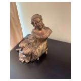 French bronze statue of woman sitting. 9 1/2” x 10”