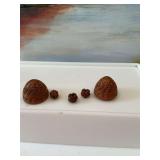 Vintage Coquilla Nut, egg shaped hand carved box /sew needle.