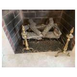 Antique Set of 20 inch brass andirons with cabriole feet..