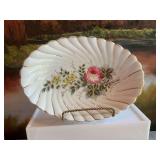 Vintage Oscar Schaller & Co- Bavaria - 1900’s  Rose painted serving bowl 12 1/2“ x 8 1/2“
