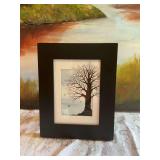 7 1/2” x 9 1/2” Fallen leaves black-and-white picture -initials PEW