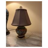 Vintage Japanese cloisonné  16 inch lamp on wood base with dragon design