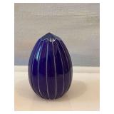 Cobalt Blue St. Louis- France, Egg shaped paperweight. Signed. 2 1/2”