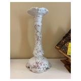 10 inch CT porcelain candle holder with pink flowers made in Germany