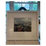 17“ x 15 1/2“ White framed acrylic on canvas panel titled Bogland series no. 2,