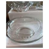 Four pieces of edged Crystal; 12 1/2 inch vase a 7 1/4 inch and 8 1/2 inch plate and a 6 1/2 inch bowl
