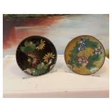 2 Vintage Chinese Cloisonne 3 3/4” copper trinket dishes
