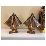 2 hand carved 7 1/2 inch wooden religious statues