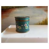 3” x 3” vintage floral enamel brass cloisonné tea jar with lid