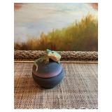Iguana art pottery trinket dish signed Y Adam’s 5 1/4” x 4”