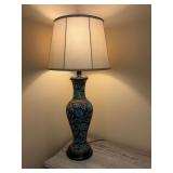 Vintage Asian cloisonné￼ floral enamel- brass 36 inch lamp