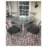 Table and chair set. The table is 45“ x 30“ the chairs are 22“ x 38“.