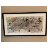 39” x 31” Professionally framed, contemporary abstract black framed art.