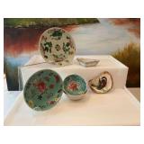 Group of miscellaneous decore pieces and a painted shell by Lisa Paris ￼
