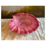 Fenton Pink cranberry satin matte 11 x 11“ bridal bowl.