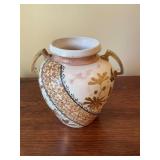 8“ x 7 1/2“ Japanese handpainted vase with gold foil.