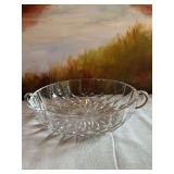 Beautiful handled Crystal bowl. Signed Val St Lambert 9 1/2 inches.