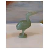 Vintage hand carved two and three-quarter inch jade pelican